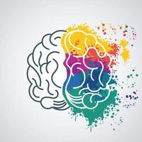 brain power template with colors splashing vector