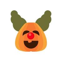 calabaza de halloween con icono de estilo plano de payaso malvado vector