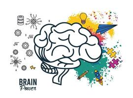 brain power template with colors and icons vector