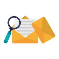 mail envelope and magnifying glass vector