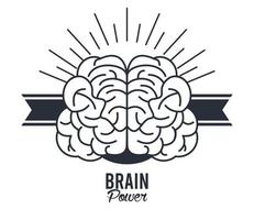 brain power frame with ribbon vector