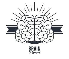 brain power frame with ribbon vector