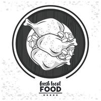 fresh local food lettering with chicken vector