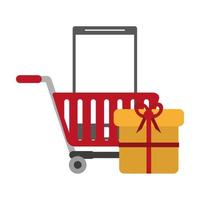 dibujos animados de venta de comercio electrónico de compras en línea vector