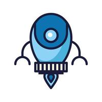 robot floating cyborg isolated icon vector