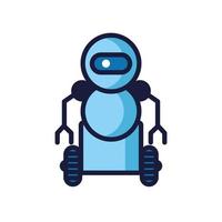 robot with wheels cyborg isolated icon vector