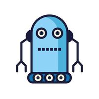 robot with wheels cyborg isolated icon vector