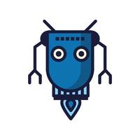 robot floating cyborg isolated icon vector