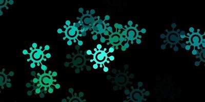 Dark green vector background with covid-19 symbols.