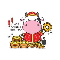 feliz año nuevo chino 2021 año del buey. vector