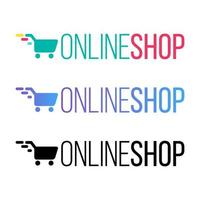 Online shop color vector lettering