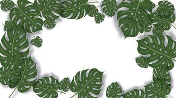 Green leaves vector background. Green leaves boundary space for text.
