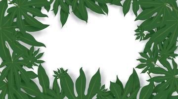 Green leaves vector background. Green leaves boundary space for text.