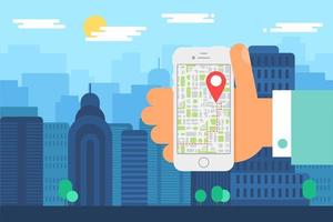 Mobile City Navigation With Smartphone Map App vector