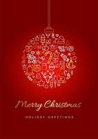 Merry Christmas greeting card template vector