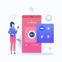 Flat illustration smart home app concept vector