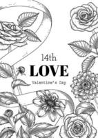 Hand drawn floral valentine's day background. vector