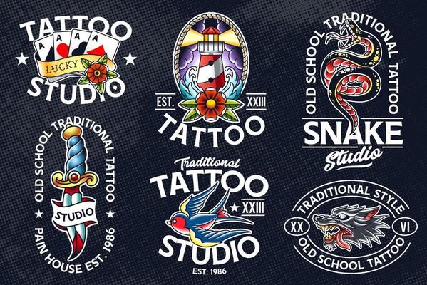 Old School Tattoo Vector Emblems