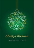 Merry Christmas greeting card template vector