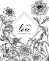 Hand drawn floral valentine's day background. vector