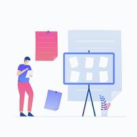 Men write memos on paper note illustration concept vector