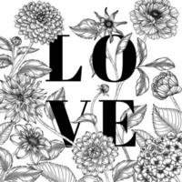 Hand drawn floral valentine's day background. vector