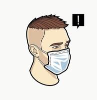 Man face in respiratory mask vector