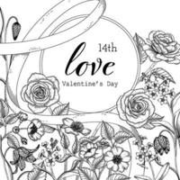 Hand drawn floral valentine's day background. vector