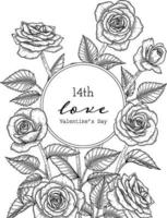 Hand drawn floral valentine's day background. vector