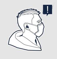 Man face in respiratory mask vector