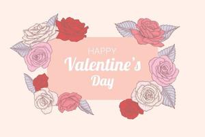 Hand drawn floral valentine's day background. vector