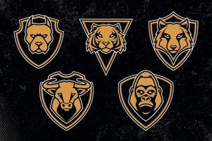 mascota animales emblemas conjunto de vectores