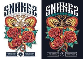 Poster Design with Two Snakes vector