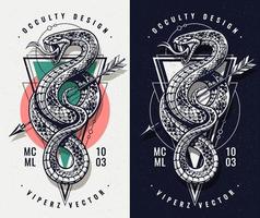 Occult Design With Snake and Geometrics vector