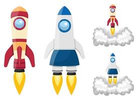 Rocket spaceship vector design illustration set isolated on white background