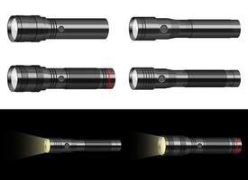 Flashlight vector design illustration set isolated on background