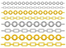 Conjunto de ilustración de diseño de vector de cadena metálica aislado sobre fondo blanco