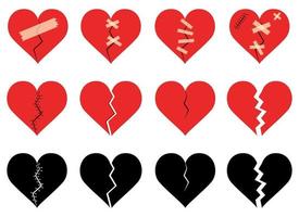 Broken heart set vector design illustration set isolated on white background