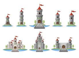 Medieval castle vector design illustration set isolated on white background