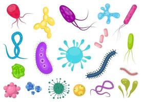 virus, bacterias, vector, diseño, ilustración, conjunto, aislado, blanco, plano de fondo vector