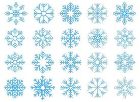 Conjunto de ilustración de diseño de vector de copos de nieve aislado sobre fondo blanco