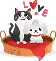 Cartoon Kitten Puppy Love Pet Bed vector