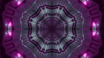 Ilustración de diseño de caleidoscopio de túnel 3d rosa y púrpura para fondo o papel tapiz foto