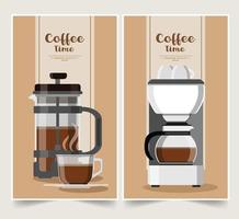 conjunto de diseño de banner de cafetera vector