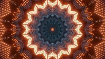 Red, blue, and orange 3D tunnel kaleidoscope design illustration for background or wallpaper photo