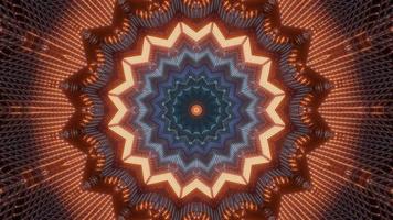 Blue and orange 3D tunnel kaleidoscope design illustration for background or wallpaper photo