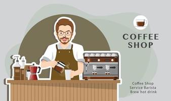 concepto de barista de servicio de cafetería vector