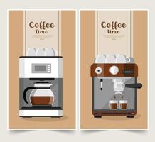 conjunto de banners de cafetera vector