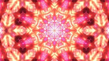 Red, pink, orange, and white lights and shapes in 3D kaleidoscope design illustration for background or wallpaper photo