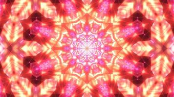 Red, pink, orange, and white lights and shapes in 3D kaleidoscope design illustration for background or wallpaper photo